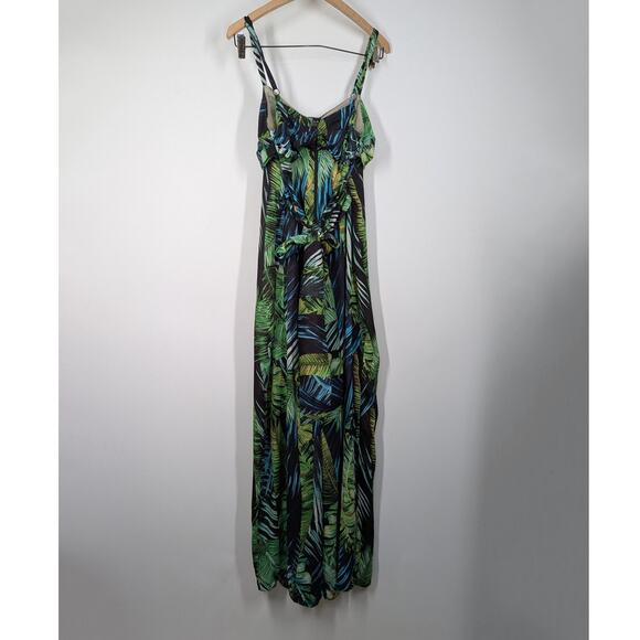 Bronx and Banco Jungle Jumpsuit Tropical Palms Green Black Size XXL Preowned - Picture 6 of 16